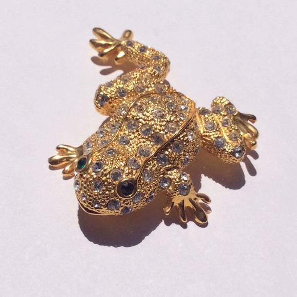 Fashion Jewelry | 3 3/4” XLarge Gold Frog Pin - Picture 1 of 4